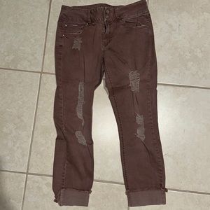 Faded Reddish/Orange Capri Jeans